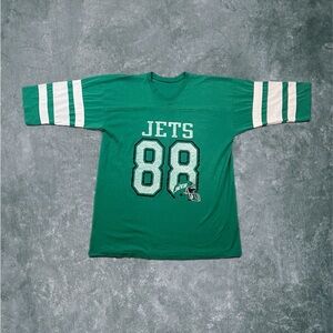 Vintage 80s New York Jets NFL Cotton/Poly Oversized Graphic Print Jersey #88